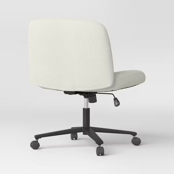 Upholstered Criss Cross Armless Office Chair with Metal Swivel Base Light Beige - Room Essentials™