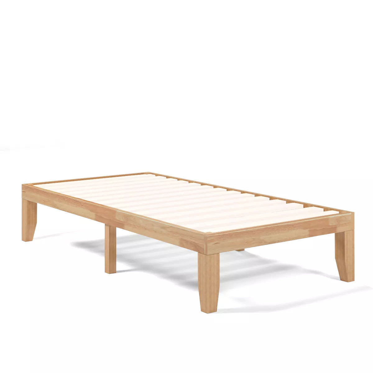 Costway Twin Size 14'' Wooden Bed Frame Mattress Platform Wood Slats Support EspressoNatural