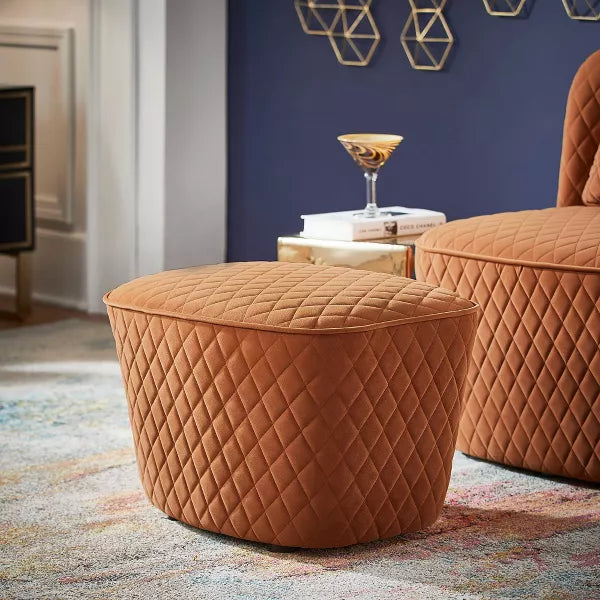 Schroeder Orange Fabric Ottoman Orange - Inspire Q