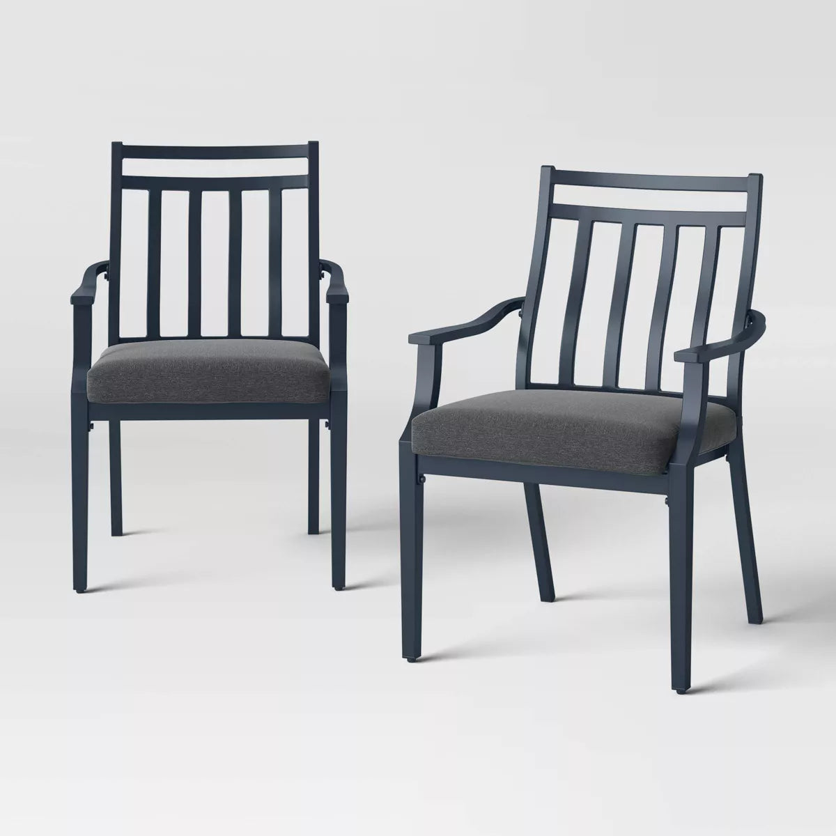 2pc Fairmont Stationary Outdoor Patio Dining Chairs Arm Chairs Black - Threshold™: Ergonomic, Weather-Resistant Steel