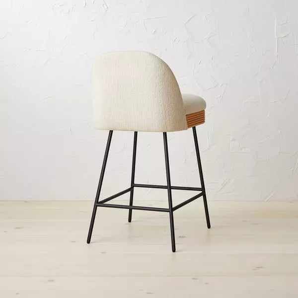 Sepulveda Mixed Material Counter Height Barstool Ivory/Natural - Opalhouse™ designed with Jungalow™