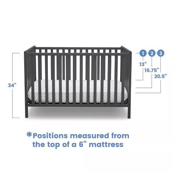 Delta Children Heartland 4-in-1 Convertible Crib - Greenguard Gold Certified (Color Charcoal Gray)