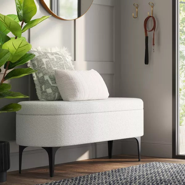 Storage Bench with Metal Legs Cream Boucle - Threshold™