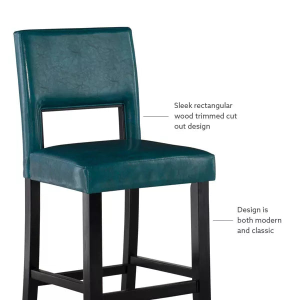 24" Vega Counter Height Barstool Hardwood - Linon (Color Blue)