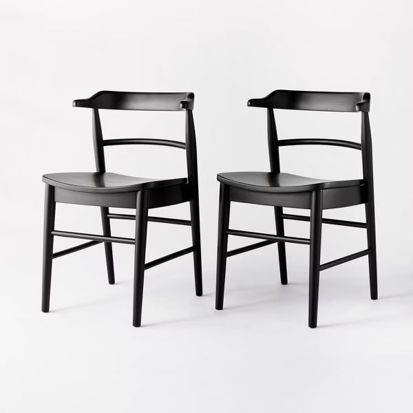 2pk Kaysville Curved Back Wood Dining Chair Black - Threshold™ designed with Studio McGee: Rubberwood Frame, Non-Upholstered, 250lb Capacity