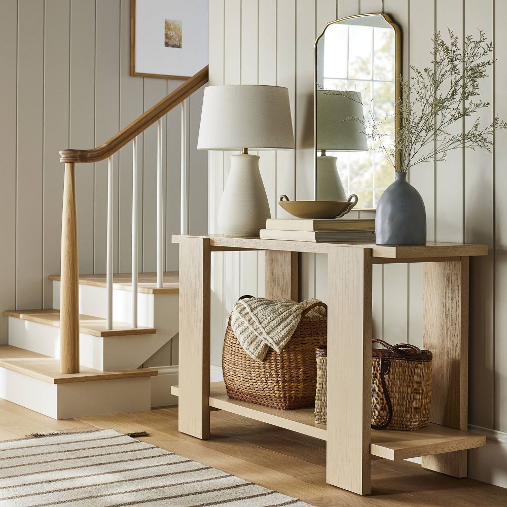 Bleached Oak Console Table Natural Wood - Threshold™ designed with Studio McGee