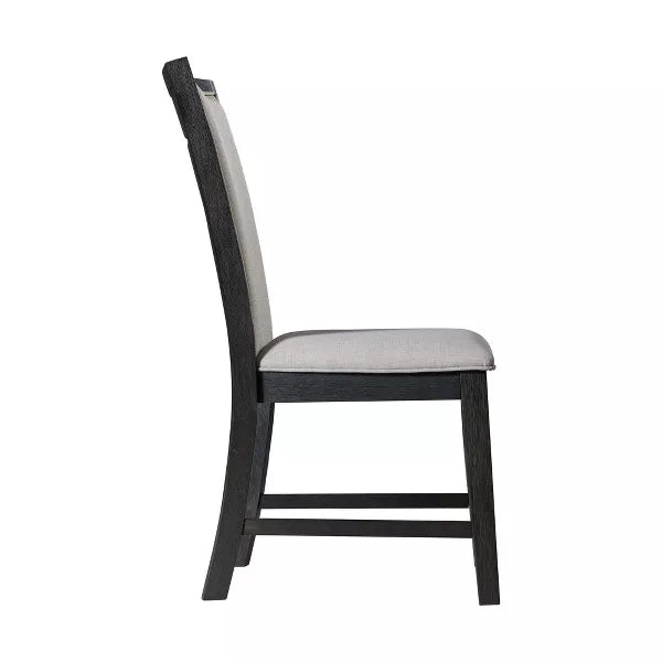 2pc Jasper Dining Slat Back Side Chair Set Black - Picket House Furnishings: Upholstered, Modern Style