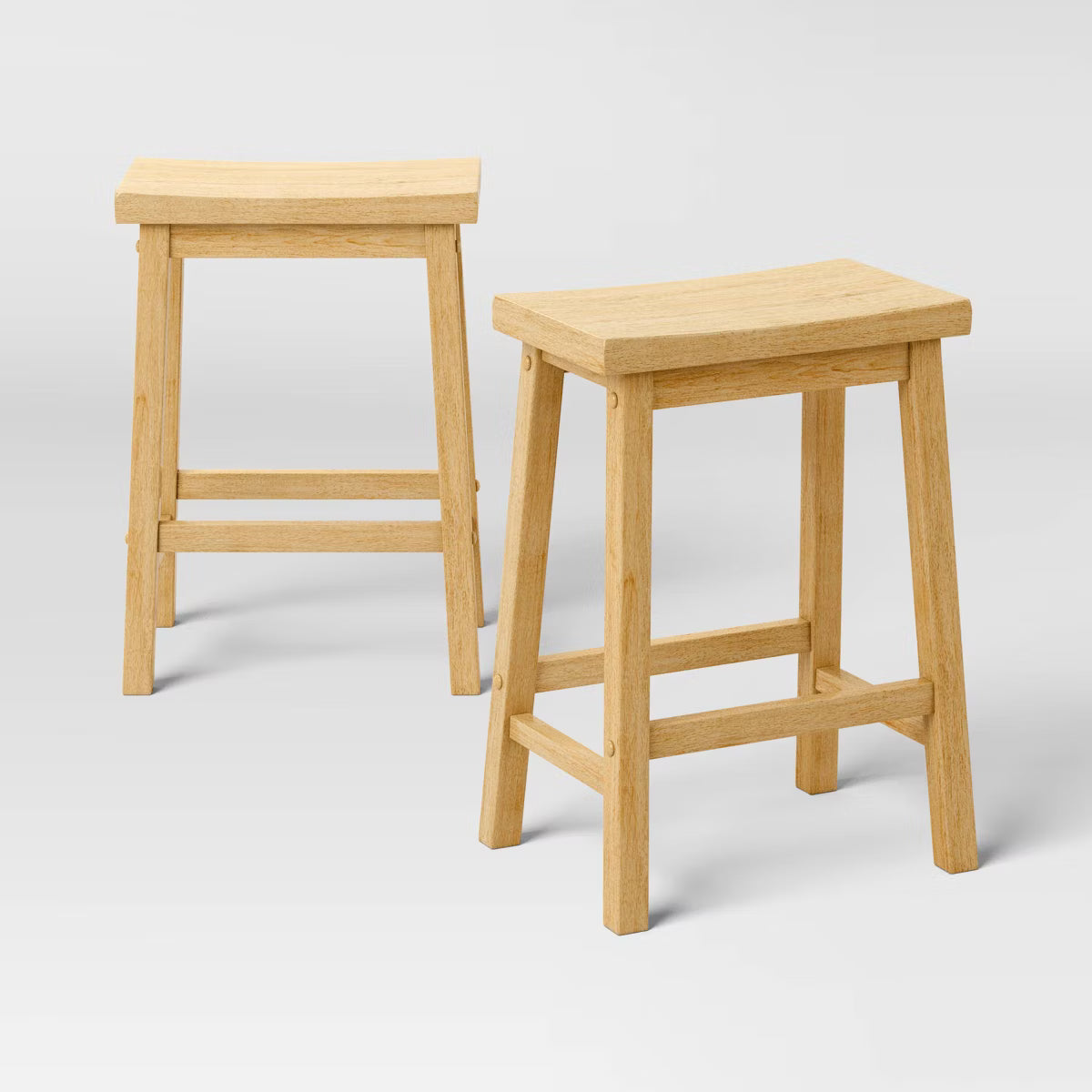 Set of 2 24" Solid Wood Backless Saddle Counter Height Barstools Natural - Room Essentials™