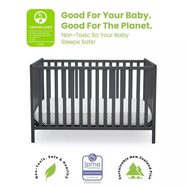 Delta Children Heartland 4-in-1 Convertible Crib - Greenguard Gold Certified (Color Charcoal Gray)