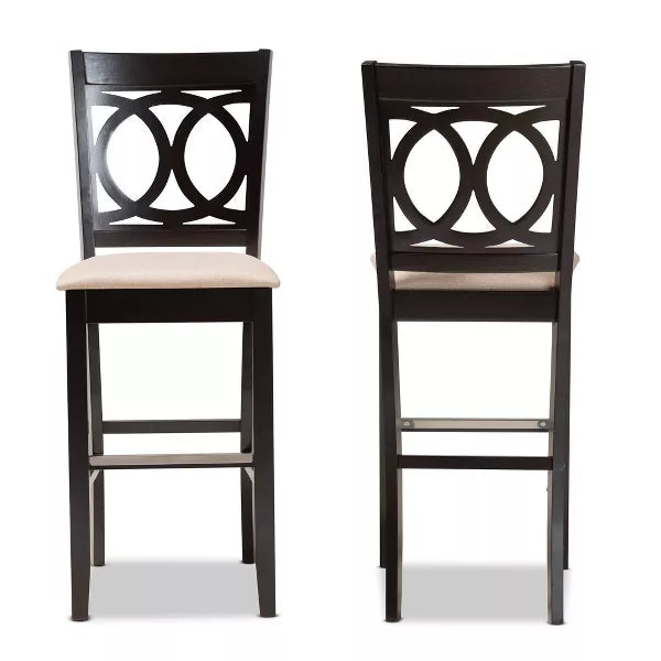 Set of 2 Carson Barstool - Baxton Studio (Color Sand/Espresso)