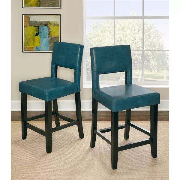 24" Vega Counter Height Barstool Hardwood - Linon (Color Blue)