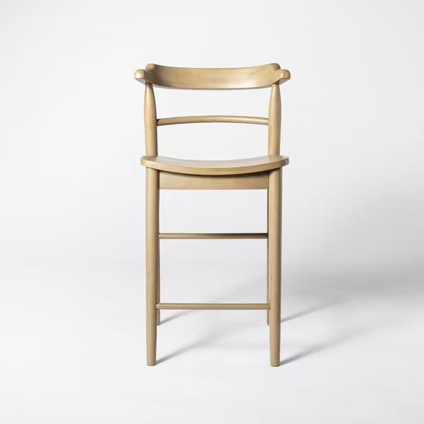 Kaysville Curved Back Wooden Counter Height Barstool Gray Wash - Threshold™ designed with Studio McGee: Rubberwood Frame, 250lb Capacity