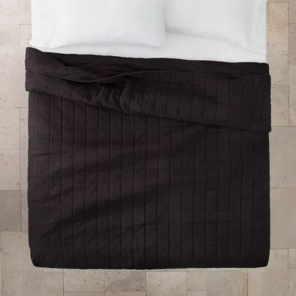 Heavyweight Linen Blend Quilt - Casaluna™ (Size King, Color Washed Black)