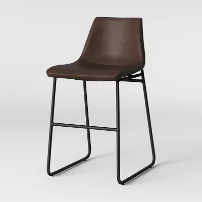 Bowden Faux Leather Counter Height Barstool Brown - Threshold™ : Target