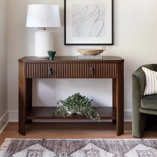 46" Laguna Nigel Fluted Wooden Console Table Brown - Threshold™ designed with Studio McGee