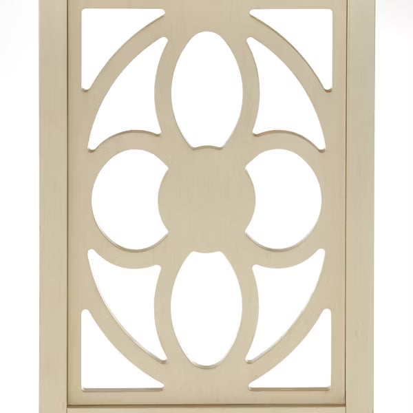 Lifestorey Allegory Floral Panel Legs Desk White: Solid Rubberwood, Floral Panel Legs, Mid-Century Modern, 44" Wide