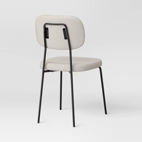 Set of 2 Upholstered with Metal Base Dining Chair Chairs Cream Boucle - Room Essentials™