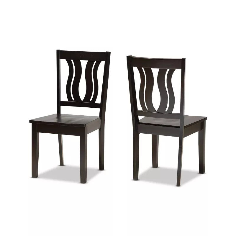 2pc Fenton Wood Dining Chair Set - Baxton Studio