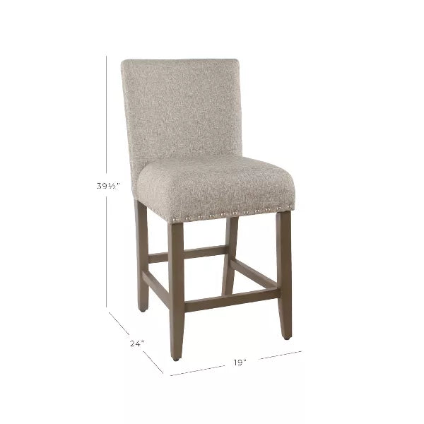 24" Upholstered Counter Height Barstool with Nailheads - HomePop