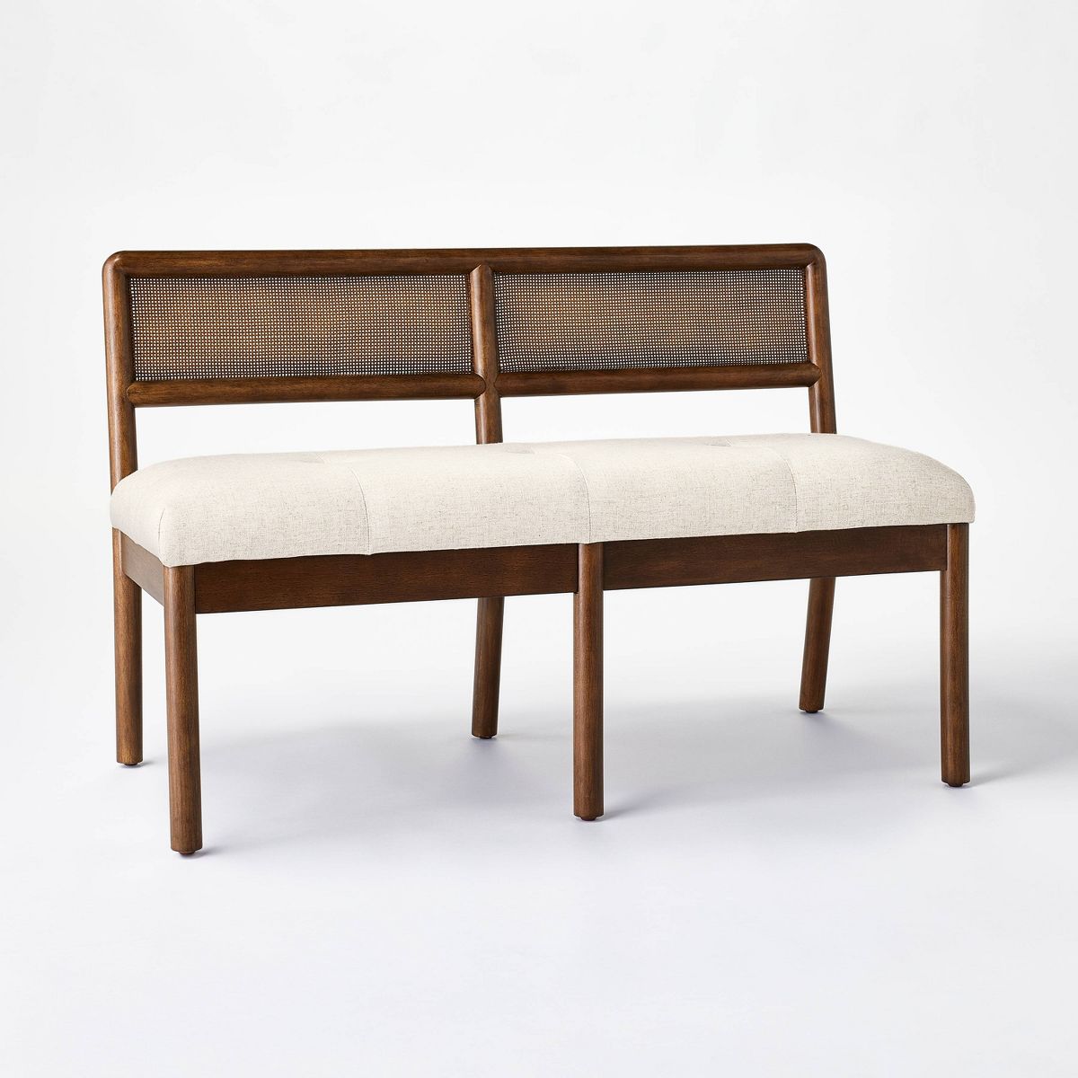 Woodspring Caned Back Bench Dark Walnut/Cream - Threshold™ designed with Studio McGee