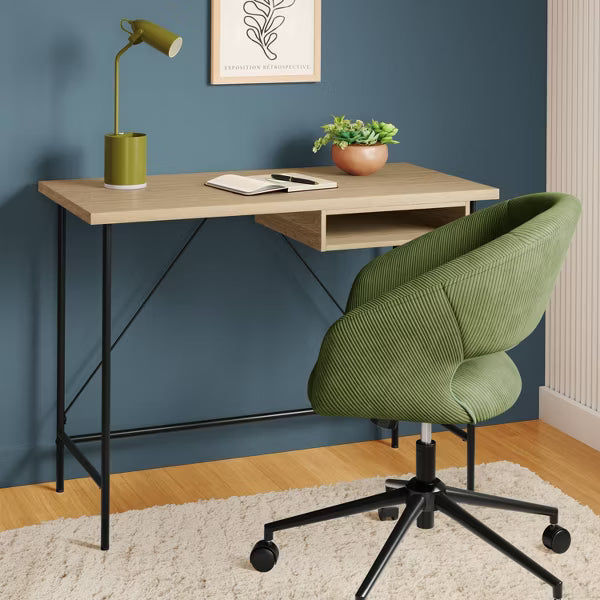 Dorm Wood and Metal Writing Desk with Storage Natural - Room Essentials