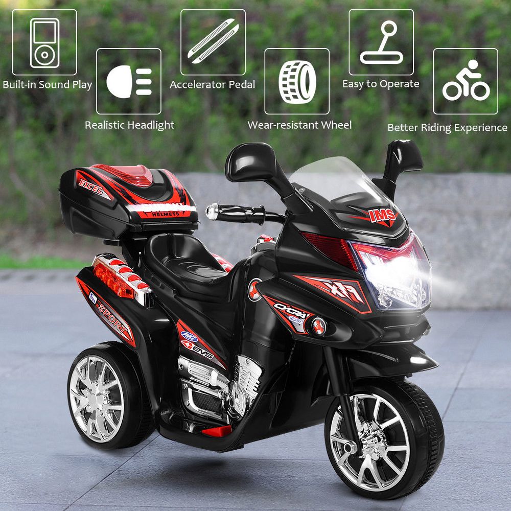 Costway 3 Wheel Kids Ride On Motorcycle 6V Battery Powered Electric Toy Power Bicycle