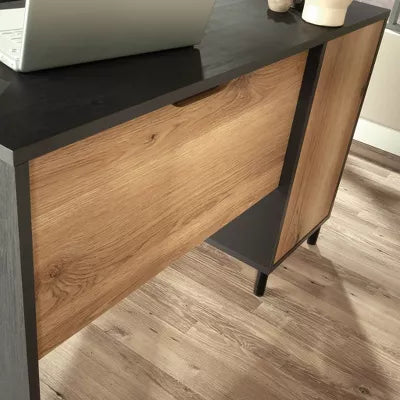 Acadia Way2 Drawer Computer Desk Raven Oak - Sauder: Home Office, Keyboard Shelf, Metal Feet, Laminated Surface