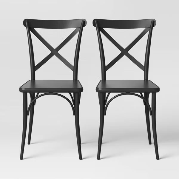 Set of 2 Malden French Bistro Dining Chair Black - Threshold™: Steel Frame, No Assembly, 400lb Capacity