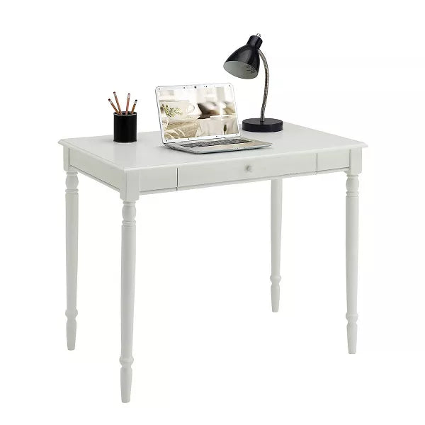 French Country Desk White - Breighton Home: Hardwood Frame, 36" Workspace, Keyboard Tray