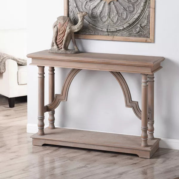 Wood Trestle Console Table with Arch Design Brown - StyleCraft: Entryway, Narrow Profile, Solid Wood