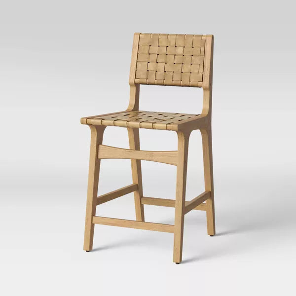 Ceylon Woven Counter Height Barstool Natural - Threshold™: Rubberwood Frame, 24" Seat Height