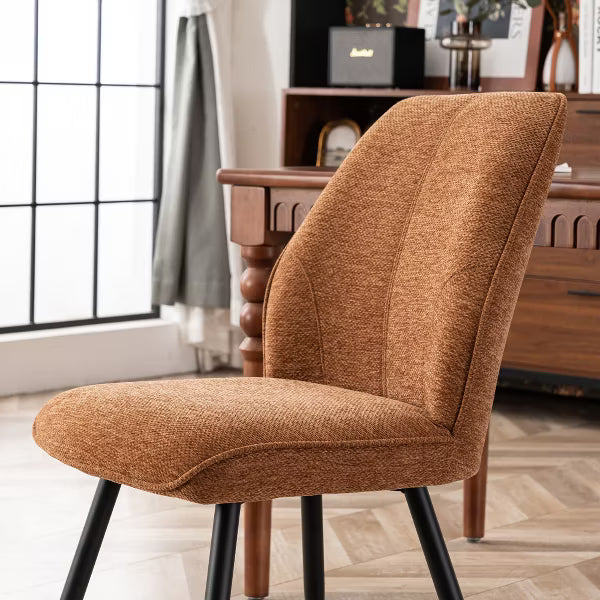 YOUNIKE Caramel Fabric Dining Chairs Set of 2 Mid Century Modern Upholstery Kitchen & Dining Room Chairs Armless Chair for Dining Table 20.08"Wx25.2"D