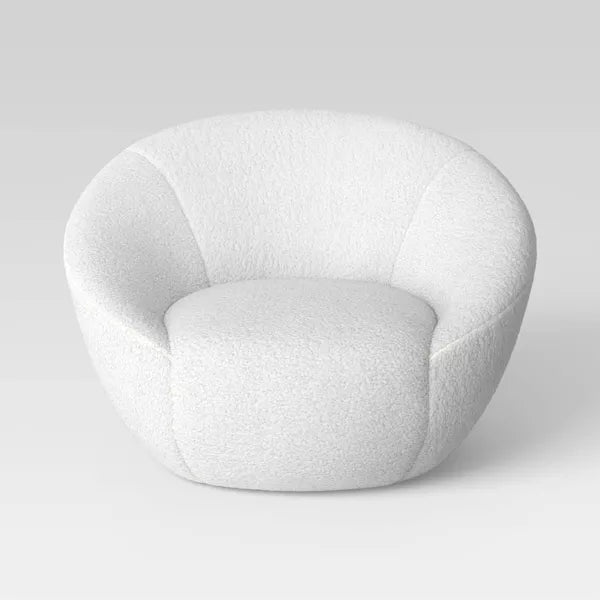 Round Swivel Chair Cream Faux Shearling - Room Essentials™