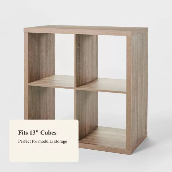 13" 4 Cube Organizer Weathered Gray - Brightroom™: Decorative Bookshelf, Cubby Storage, MDF Particle Board, 13" System Compatible