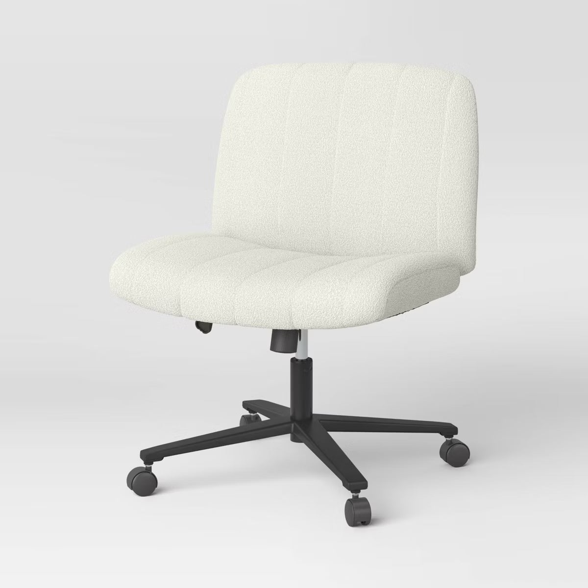 Upholstered Criss Cross Armless Office Chair with Metal Swivel Base Cream - Room Essentials™
