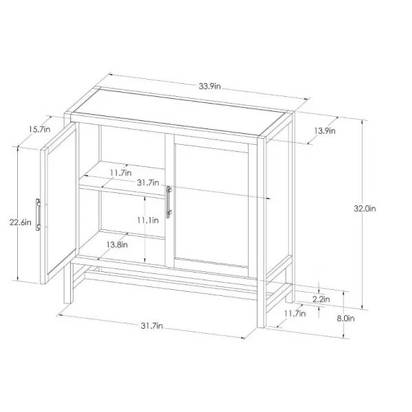 Warwick 2 Door Cabinet Natural - Threshold™: Transitional Style, Wood Frame, Adjustable Shelves, Anti-Tip Hardware