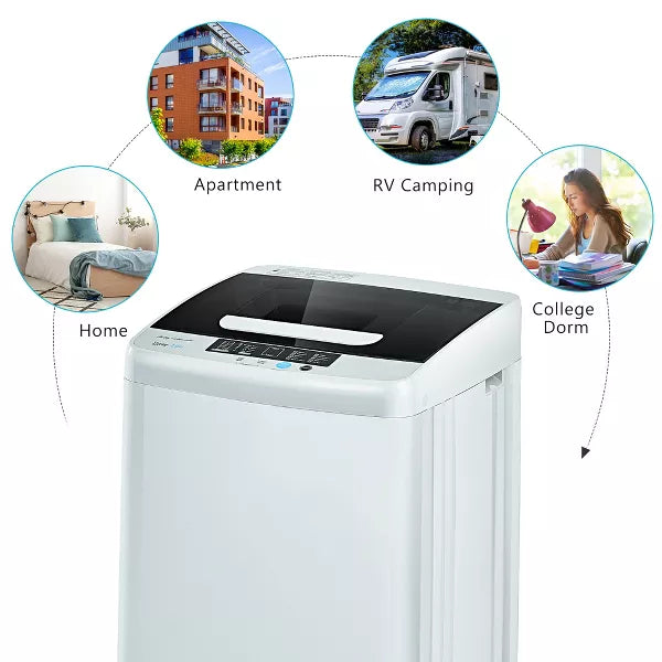 Portable Full-Automatic Laundry Washing Machine 8.8lbs Spin Washer W/ Drain Pump