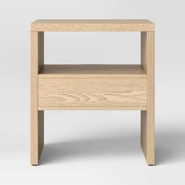 Groove Dowel Accent Table with Shelf Natural Wood - Threshold™ Assembly Required