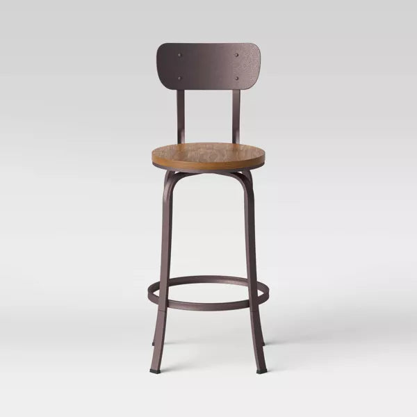 Dakota Swivel Wood Seat Barstool with Adjustable Legs Metal - Threshold™