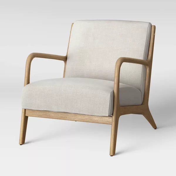 Esters Wood Armchair Cream/Natural Wood - Threshold™: Upholstered Vintage-Inspired Accent Chair