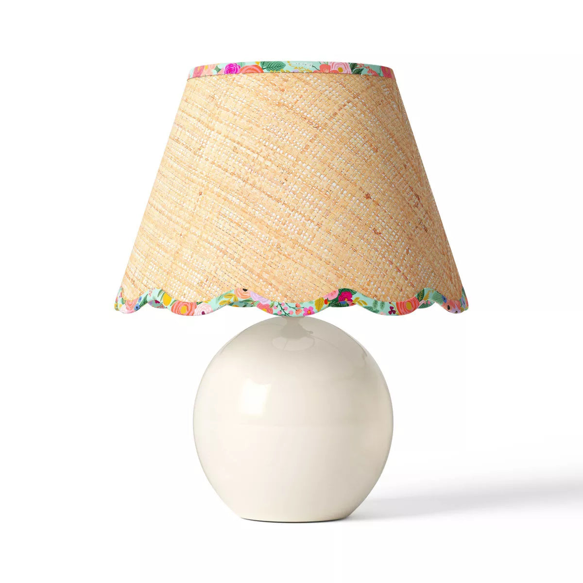 Rifle Paper Co. x Target Round Table Lamp - Natural Shade with Garden Party Trim: Ceramic Accent, 60W, ETL Listed