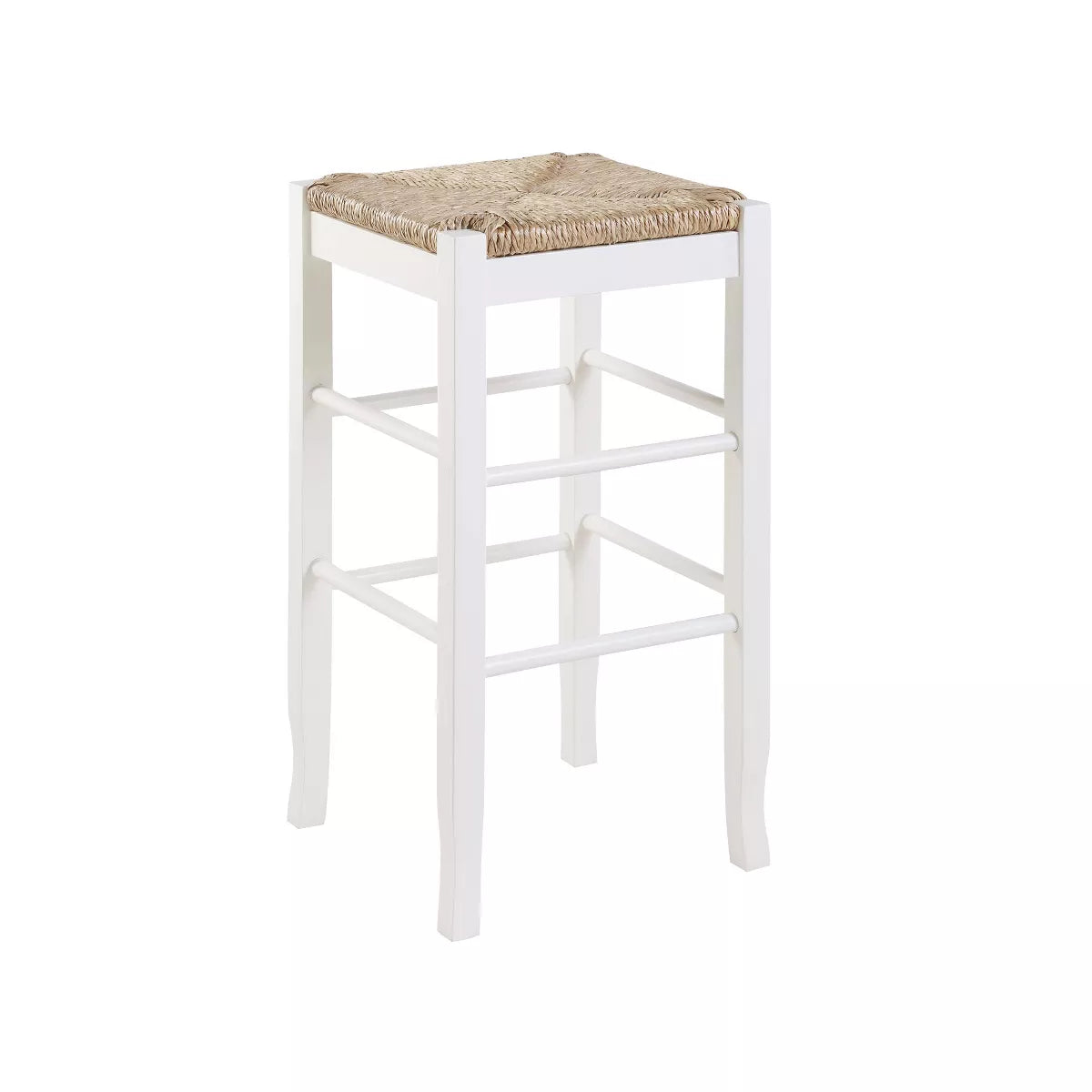 Rush Seat Hardwood Barstool White - Boraam