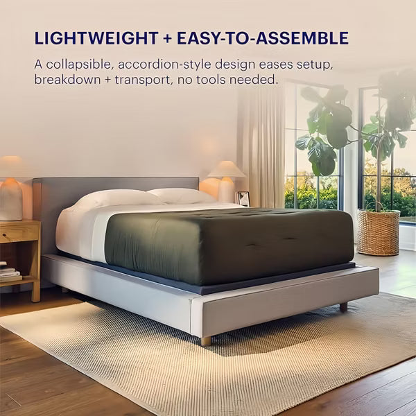 Purple Flat Foundation Standard 9" with 2000 lbs Capacity, Accordion Design, 14 Slats & Zip-On Cover, Gray, King