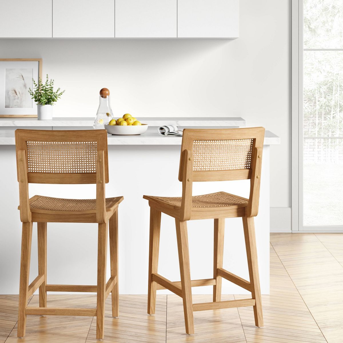 Tormod Backed Cane Counter Height popular Barstool Natural - Project 62™