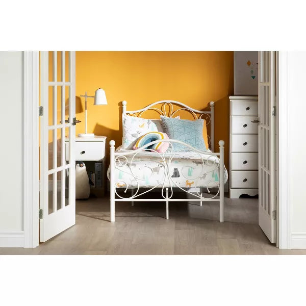 Twin Country Poetry Complete Metal Platform Kids' Bed White - South Shore