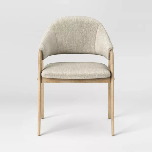 Ingleside Open Back Upholstered Wood Frame Dining Chair - Threshold™ (Color Cream/Natural Wood)