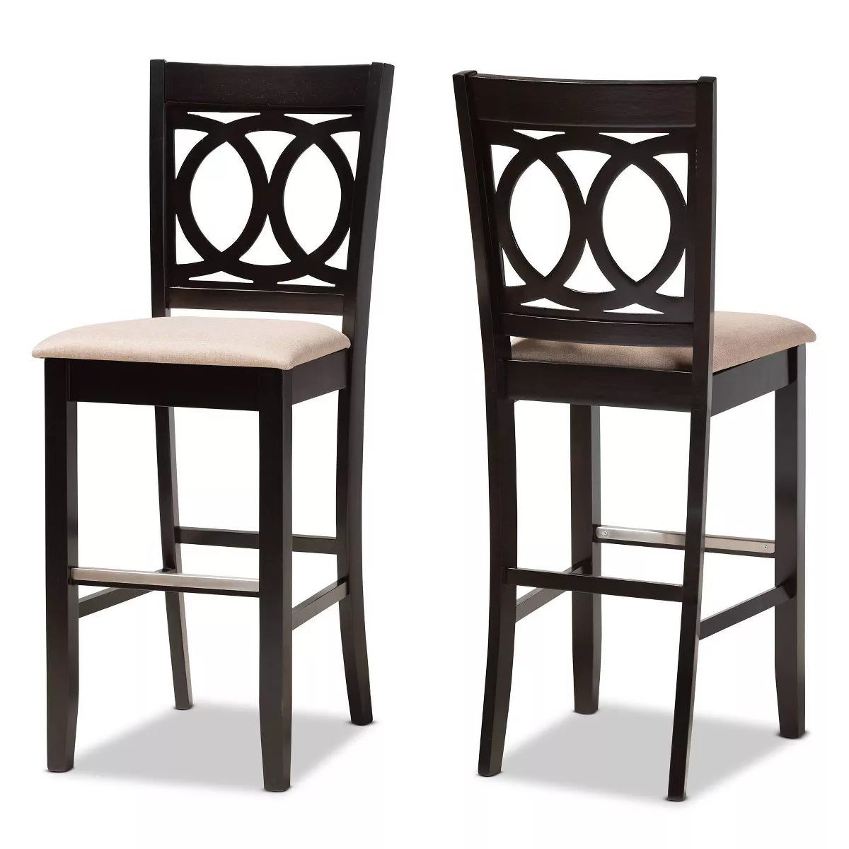 Set of 2 Carson Barstool - Baxton Studio (Color Sand/Espresso)