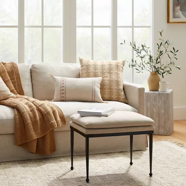 Edgehill Pillow Top Ottoman with Metal Legs Beige - Threshold™ designed with Studio McGee