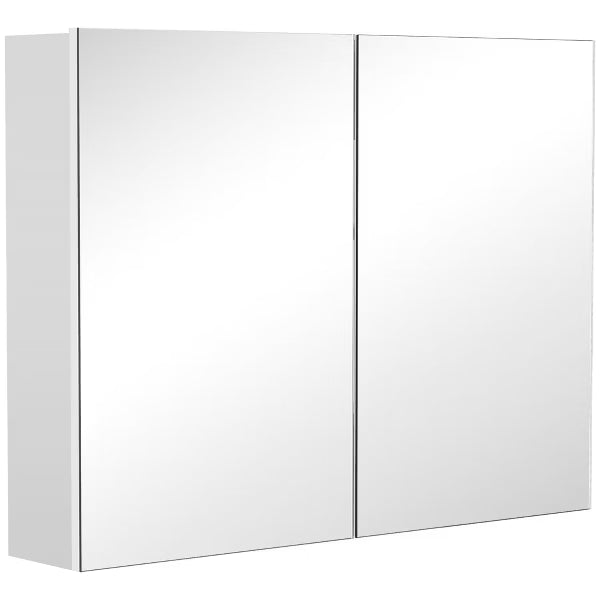 HOMCOM Double Door Wall Mounted Bathroom Mirror Medicine Cabinet with Modern Design, Large Storage, & Quiet Hinges