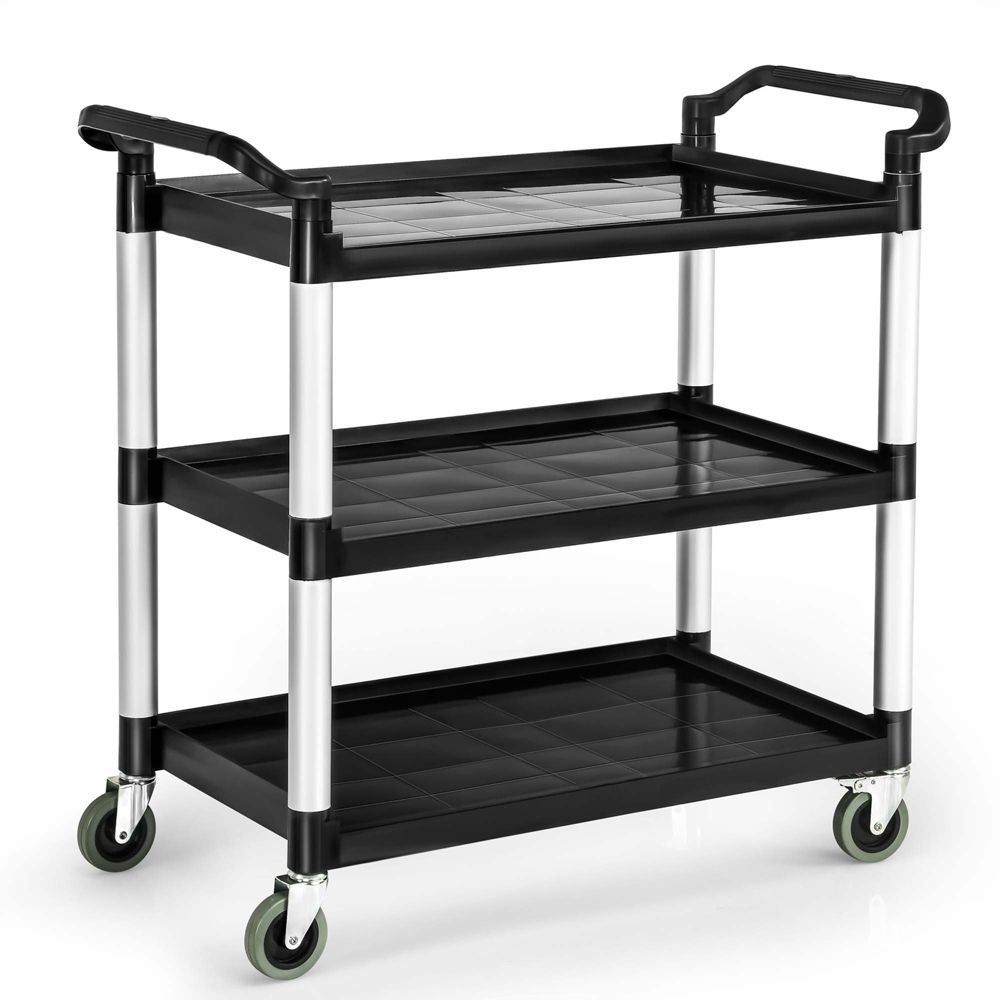 3-Shelf Service Cart Aluminum Frame 490lbs Capacity with Casters & Handles